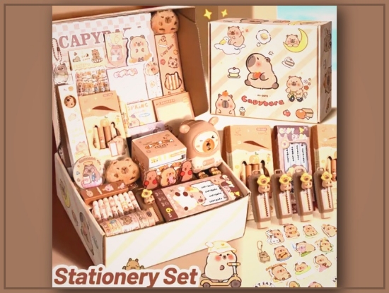 Picture of Capibara-Themed Kids’ Stationery Set – Complete School Supplies Gift
