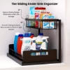 Picture of 2-Tier Sliding Under Sink Organizer with Metal Frame – Multi-Purpose Kitchen & Bathroom Storage Basket