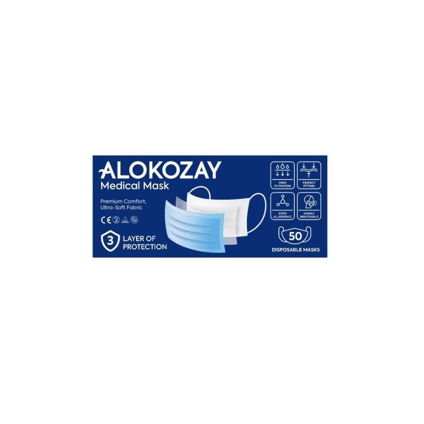 ALOKOZAY Blue Face Mask 50 Outers Outer