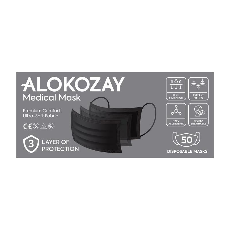 ALOKOZAY Black Face Mask 50 Outers Outer