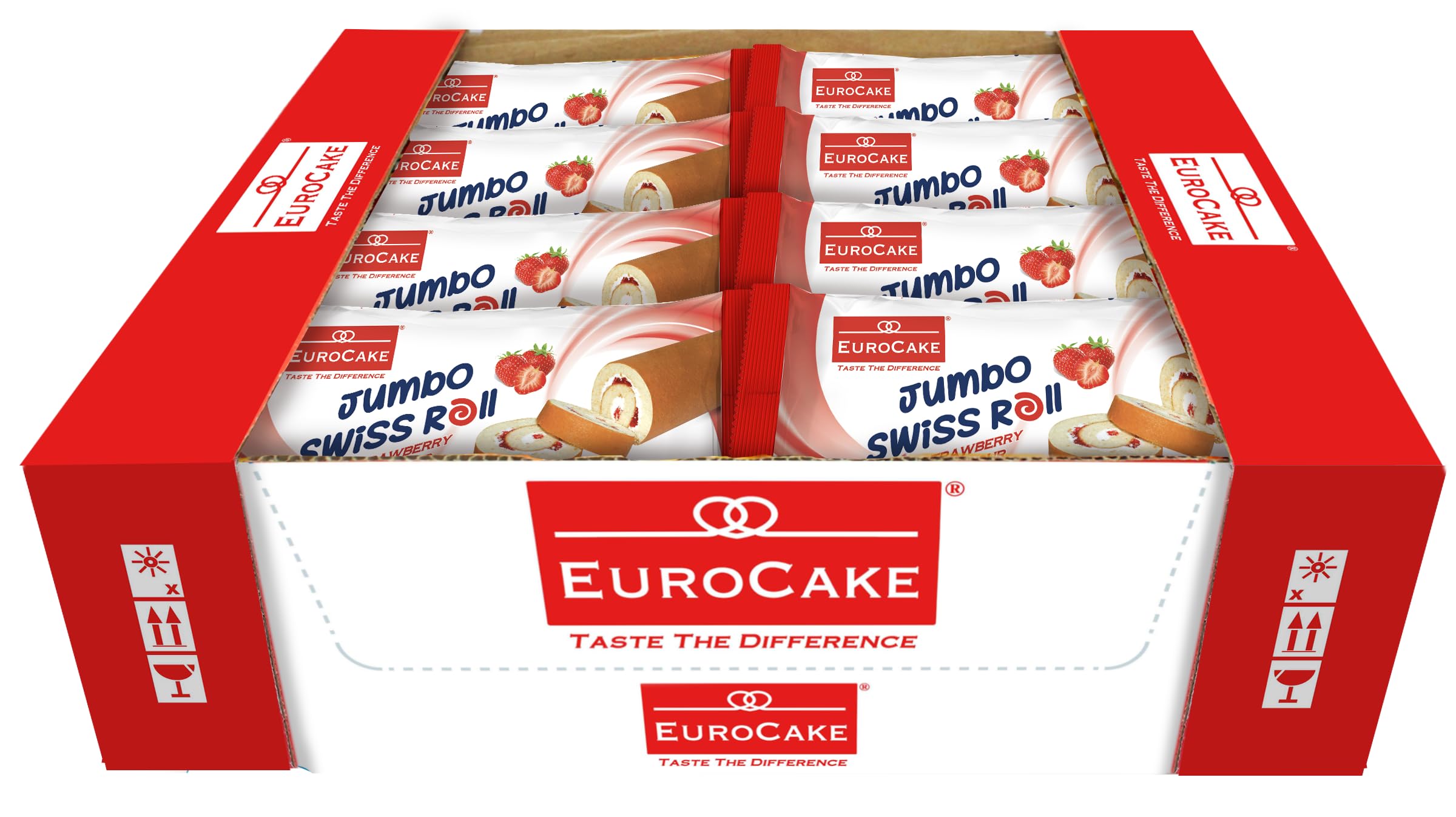 Eurocake Swiss Roll Strawberry 60GR Carton Pack of 24