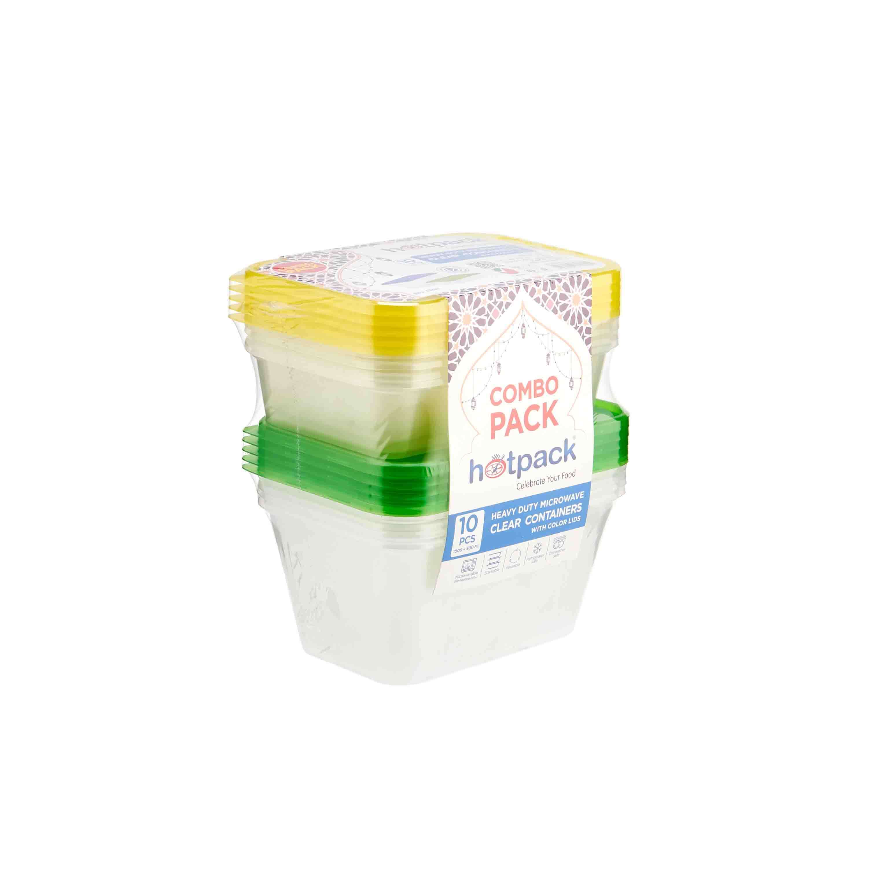 Hotpack Twinpack Microwave Containers 1L and 500ml with Colored Lids, Outer