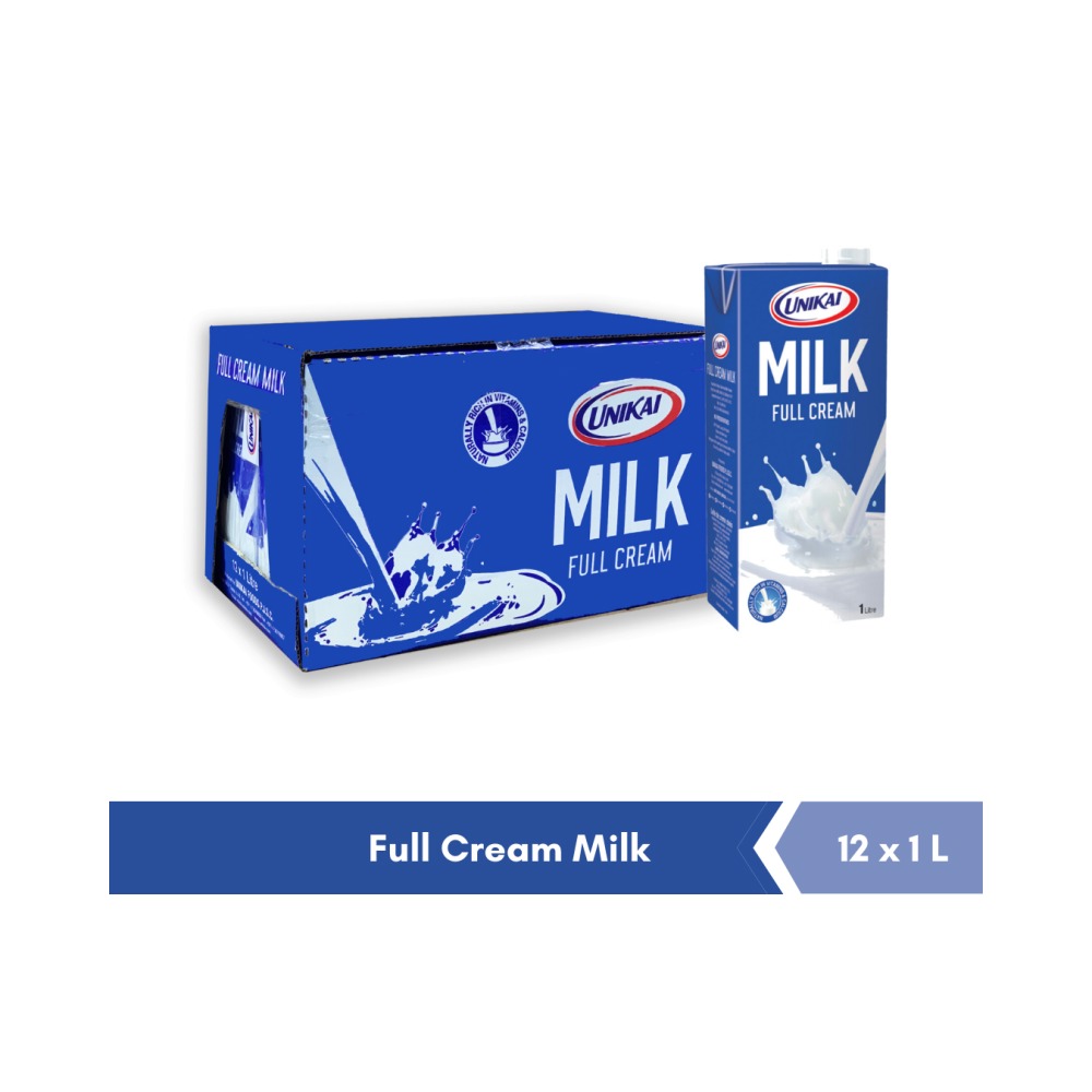 Unikai Long Life Milk Full Cream 1L,Box Of 12 - Premium Quality & Great Value