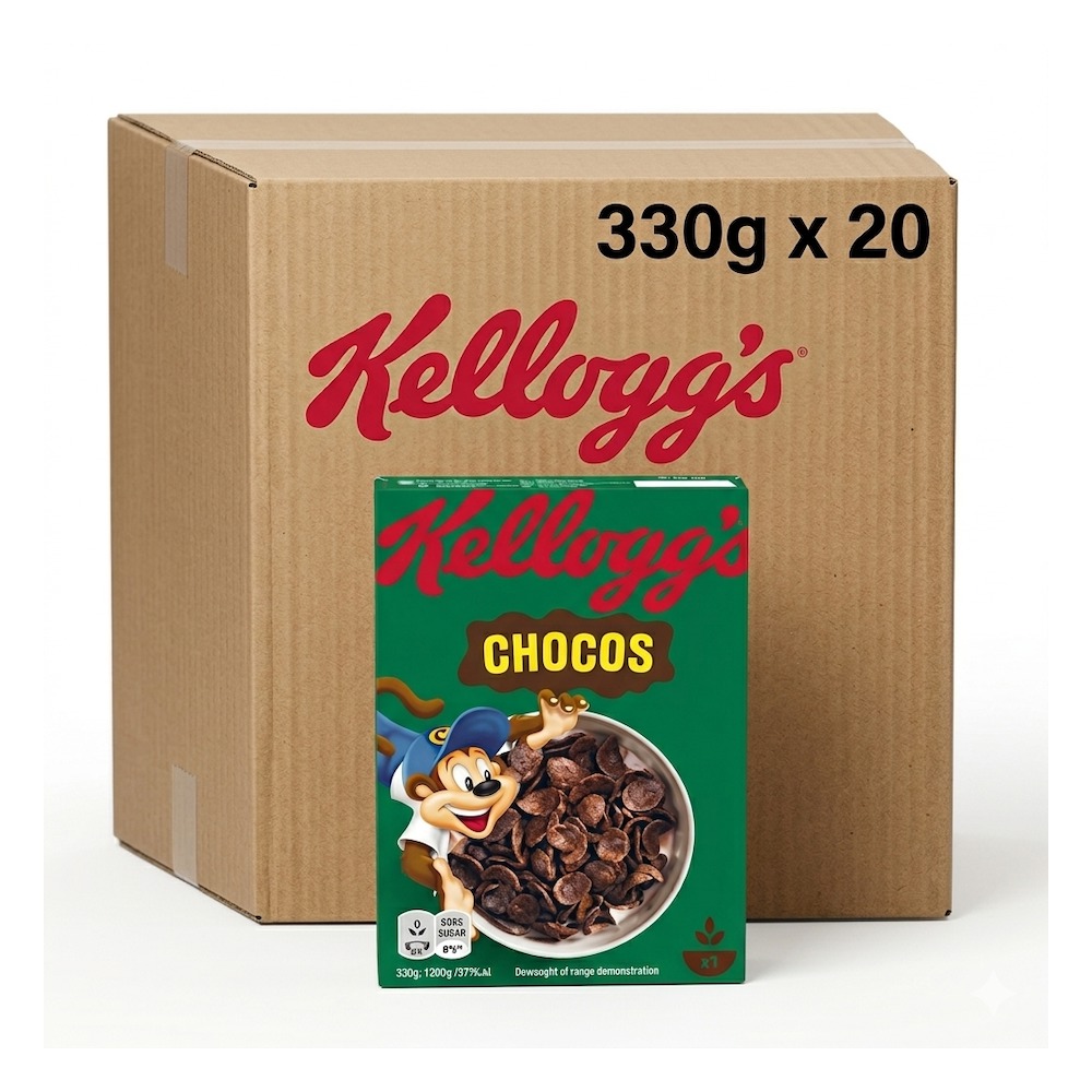 Kellogg’s Coco Pops Chocos Green Chocolate Breakfast Cereal 20 x 330g Bulk Carton