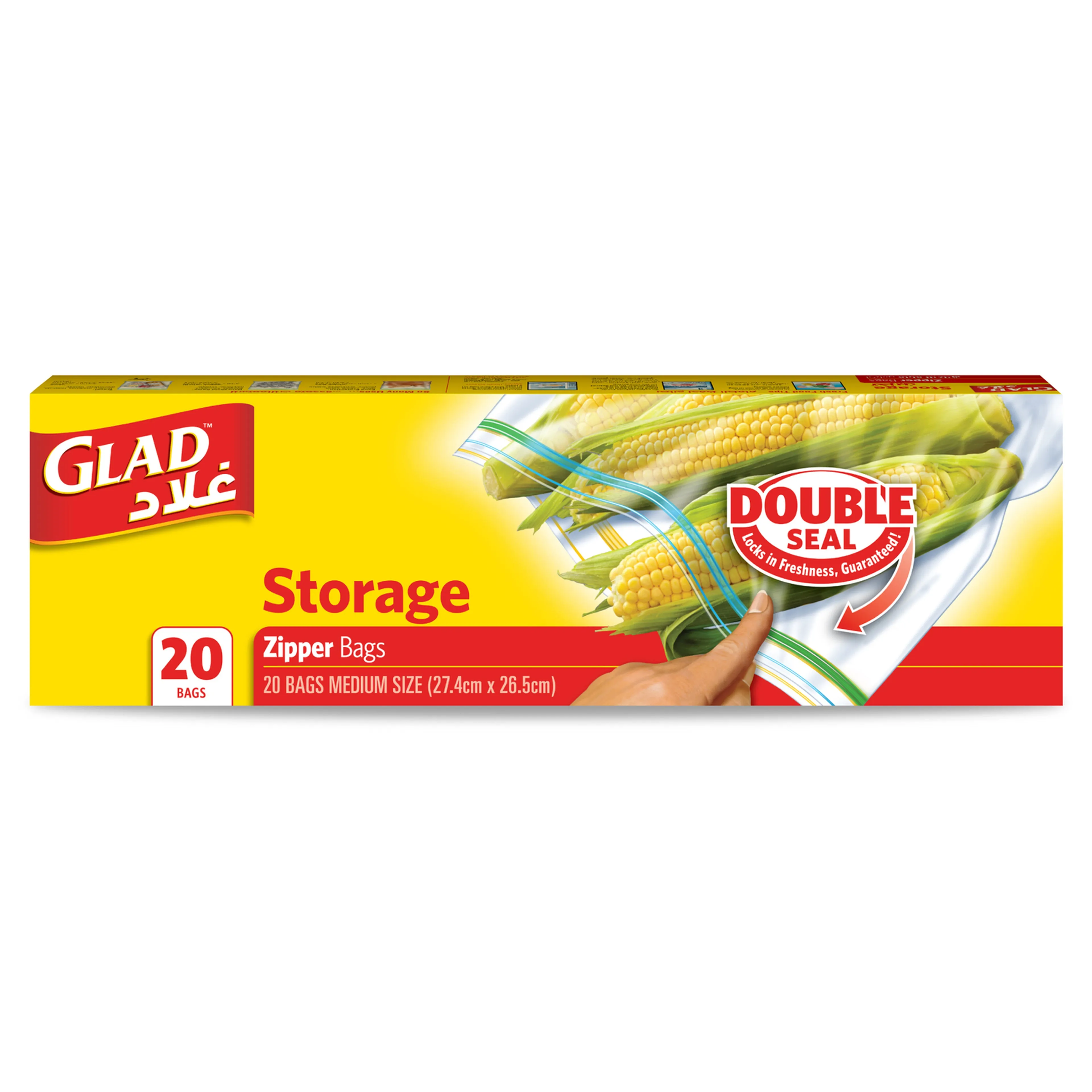 GLAD Storage Zipper Bag 20's 27.4CM x 26.5CM Carton Pack of 12