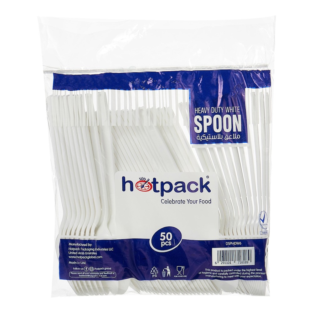Hotpack Heavy Duty Plastic Spoon Clear 50PC Carton Pack of 20