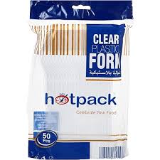 HOTPACK Heavy Duty Clear Plastic Fork 50 Pieces Carton of 20