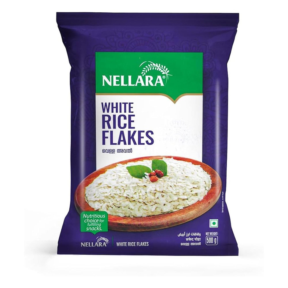 NELLARA White Rice Flakes 500GM Pack of 4