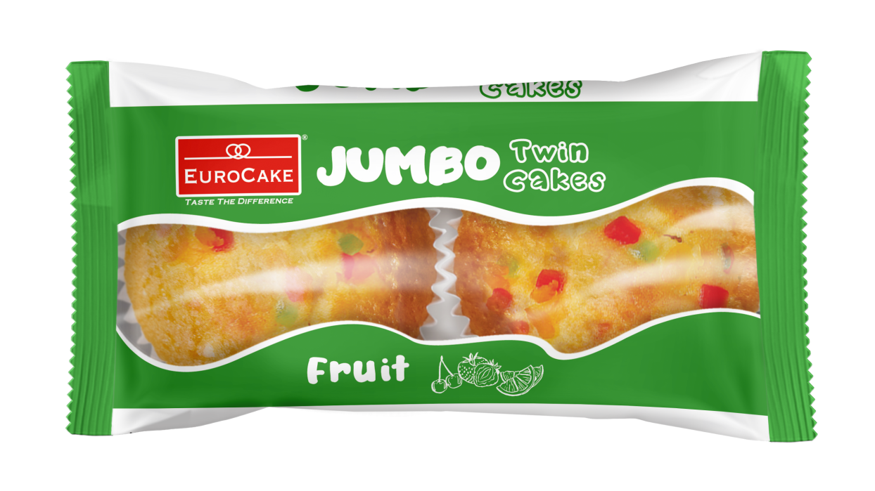 Eurocake Jumbo Twin Cake Fruit 60GR Carton Pack of 24