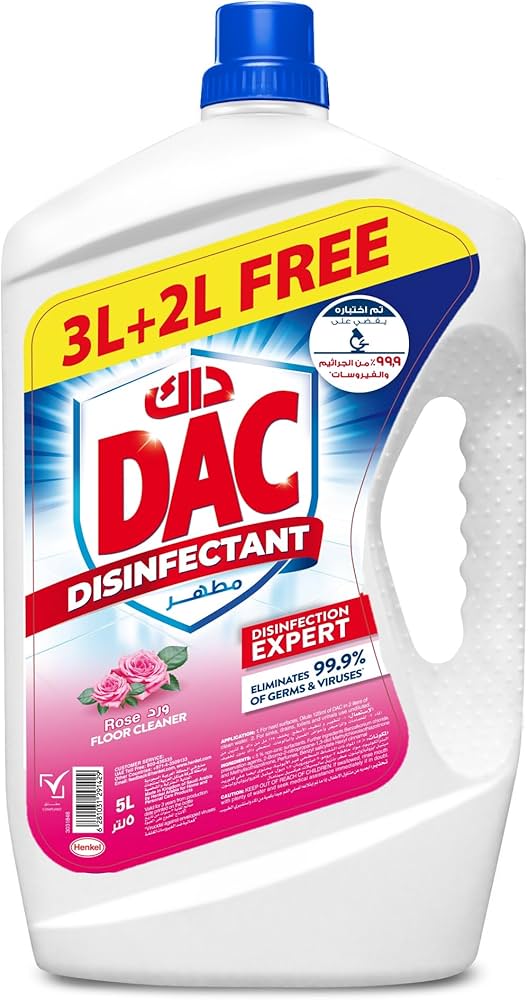 DAC Disinfectant Floor Cleaner Rose Scent 5LTR Carton Pack of 3