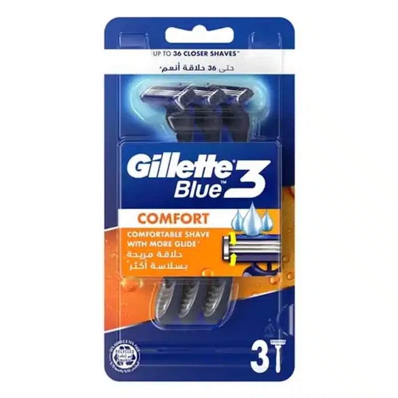 Gillette Blue3 Comfort Razor Blades 3 Count Carton Pack of 12