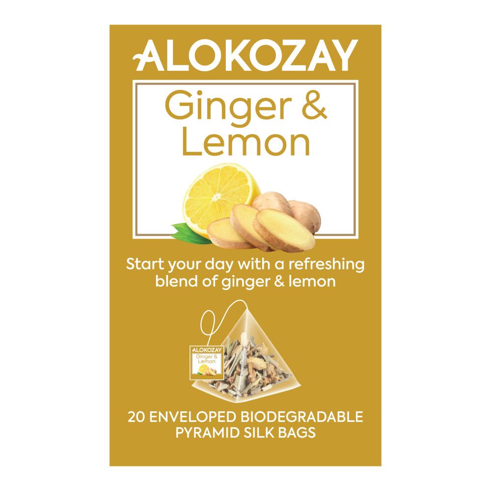 ALOKOZAY Pyramid Tea Bags Ginger & Lemon 20g Piece