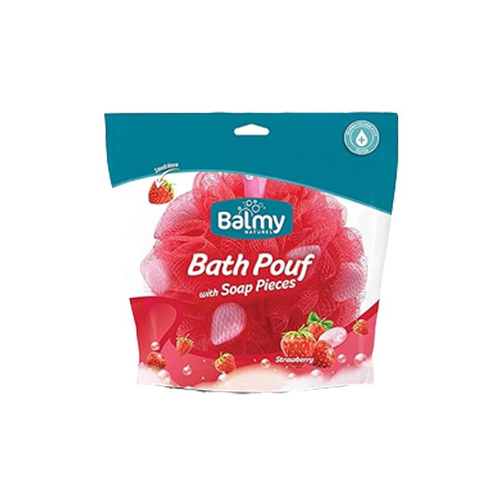 Balmy Bath Pouf With Strawberry Soap Pieces