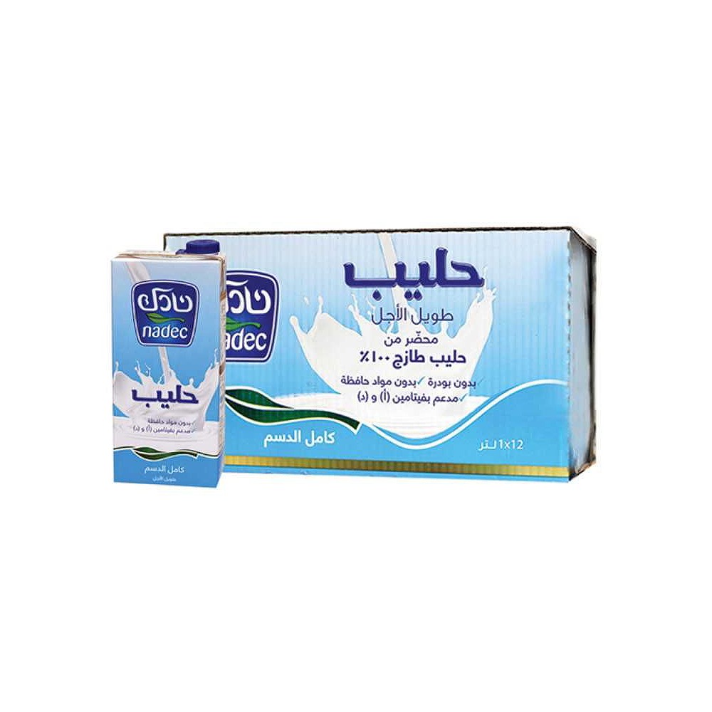 Nadec Long Life Milk Full Cream 1L Pack of 12 - Premium Quality & Great Value