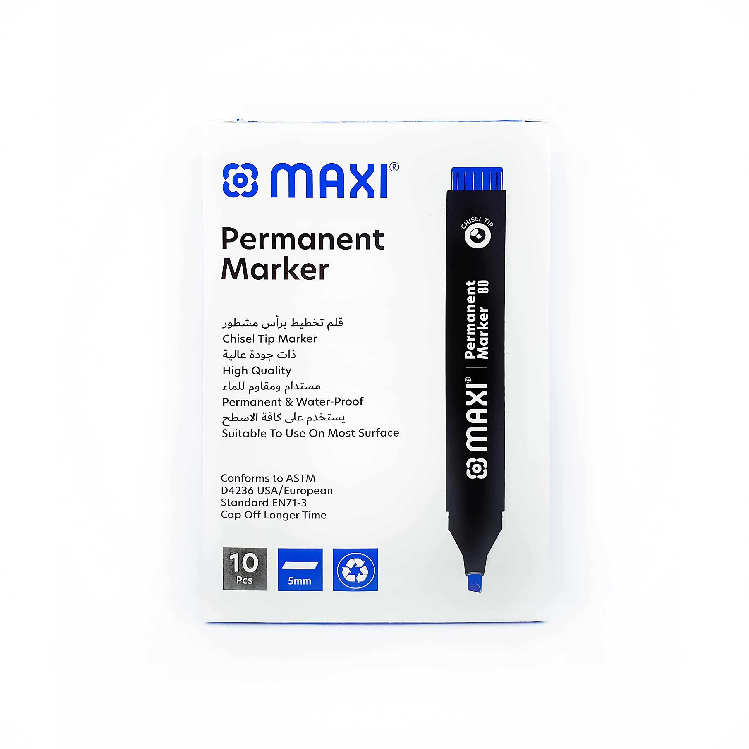MAXI Permanent Marker Blue MX-60B10 10 Pack of 3