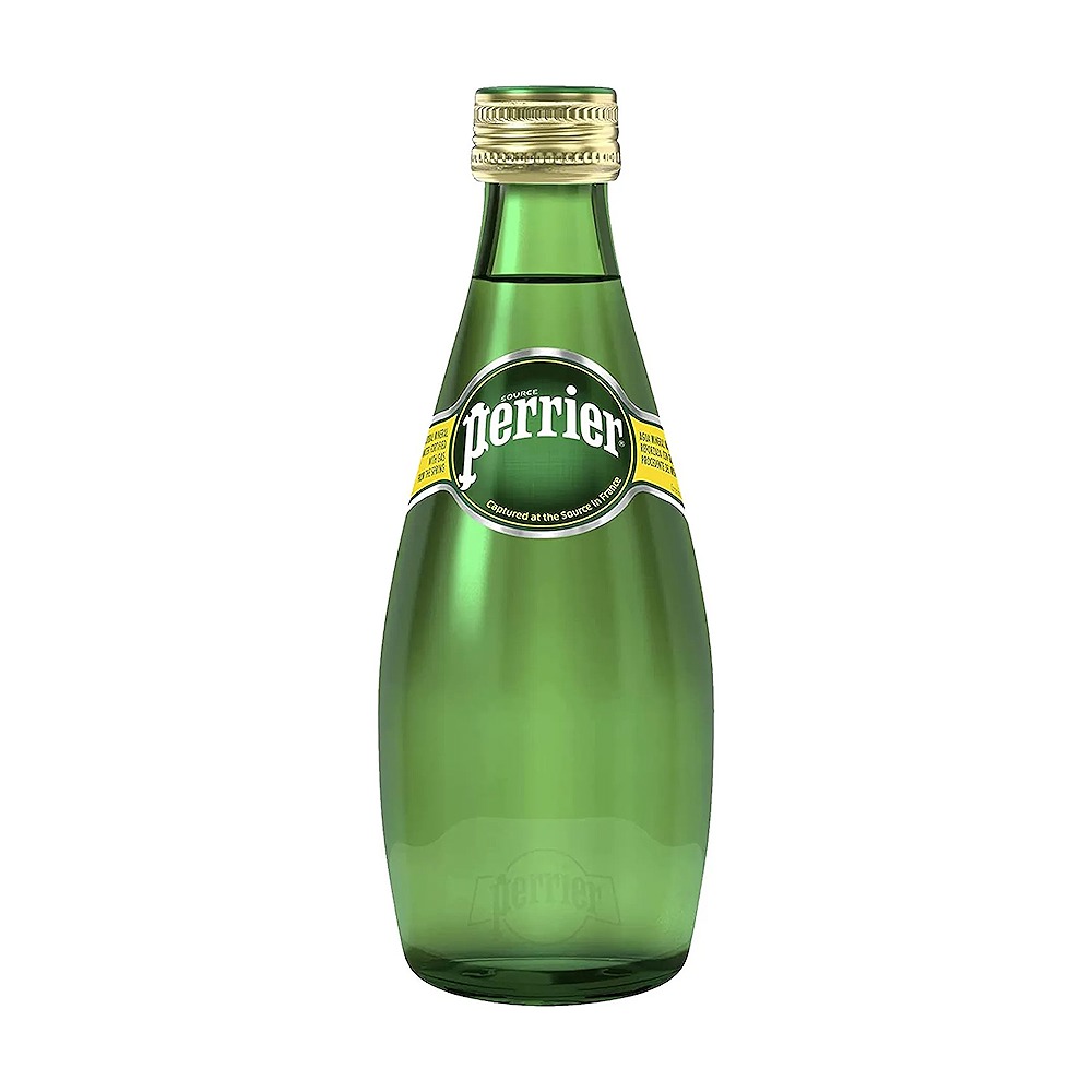Perrier Sparkling Mineral Water 330ml - Premium Natural French Carbonated Water in Glass Bottle