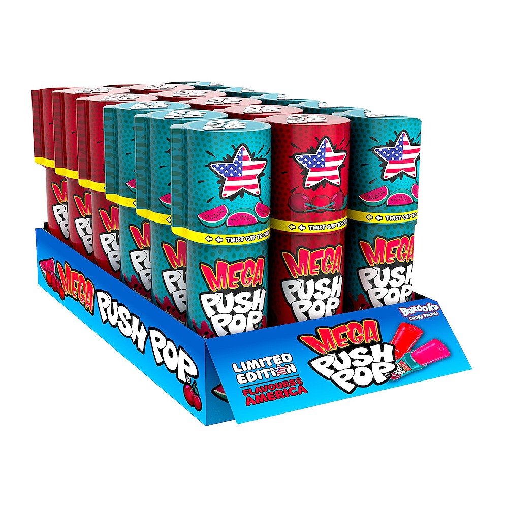 BAZOOKA Mega Push Pop Candy 30g Pack of 4