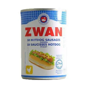 Zwan Hotdog Chicken Sausages 400g, Box of 24 - Premium Quality & Great Value