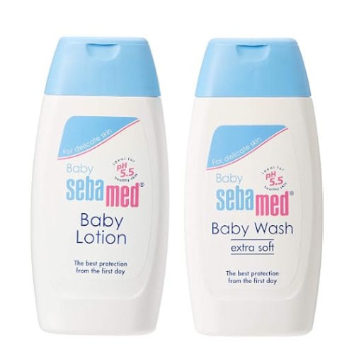 SEBAMED Baby Lotion and Extra Soft Wash 200ml Each Outer
