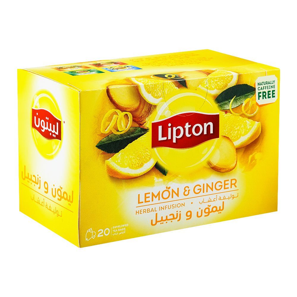 Lipton Herbal Tea Bags Lemon Ginger 20's Carton Pack of 16