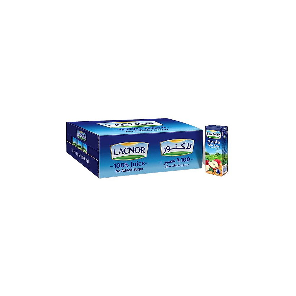 Lacnor Essentials Apple Juice 180ml Pack of 32