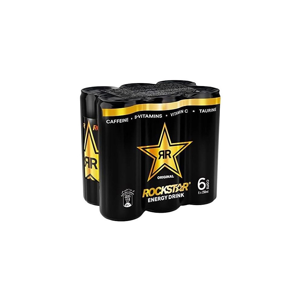 Rockstar Energy Drink, Original, 245ml, pack of 6 | Flavorful Refreshment