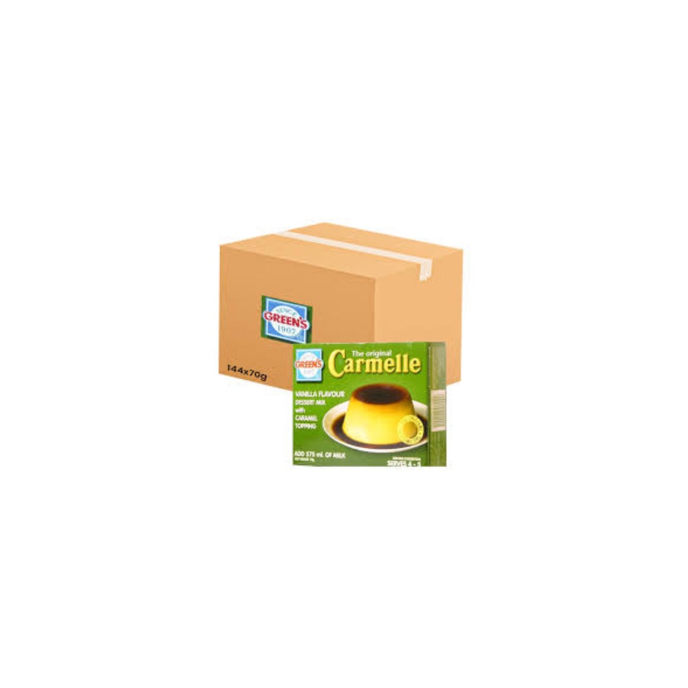 Greens Cream Caramel 70g x 12 x 12 Carton - Premium Ready Dessert Custard Caramel Mix for Bakery & Food Service