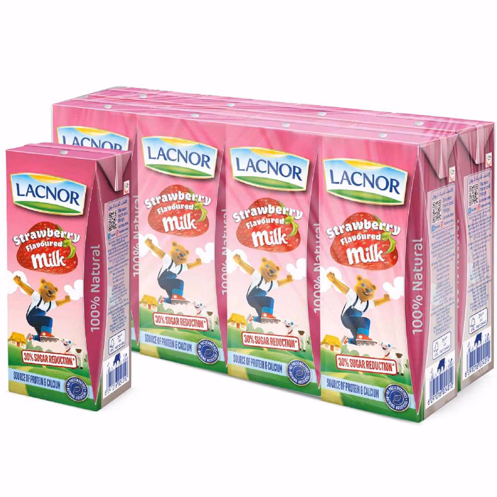 Lacnor Milk Strawberry 180ML Carton Pack of 32