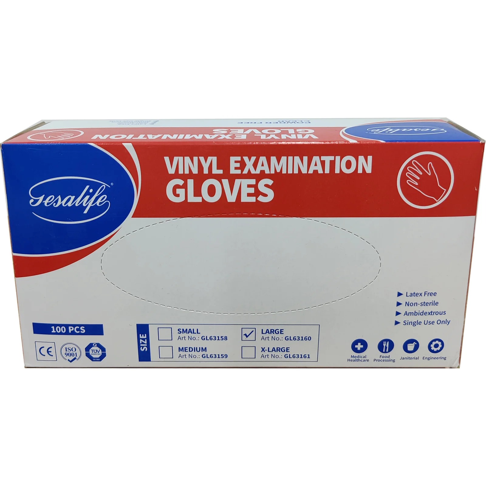GESALIFE Vinyl Gloves Black Medium 100 Outers