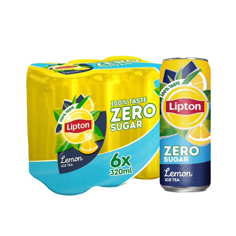 Lipton Zero Sugar Lemon Ice Tea 320 ml Pack of 6 | Refreshing Soft Drink