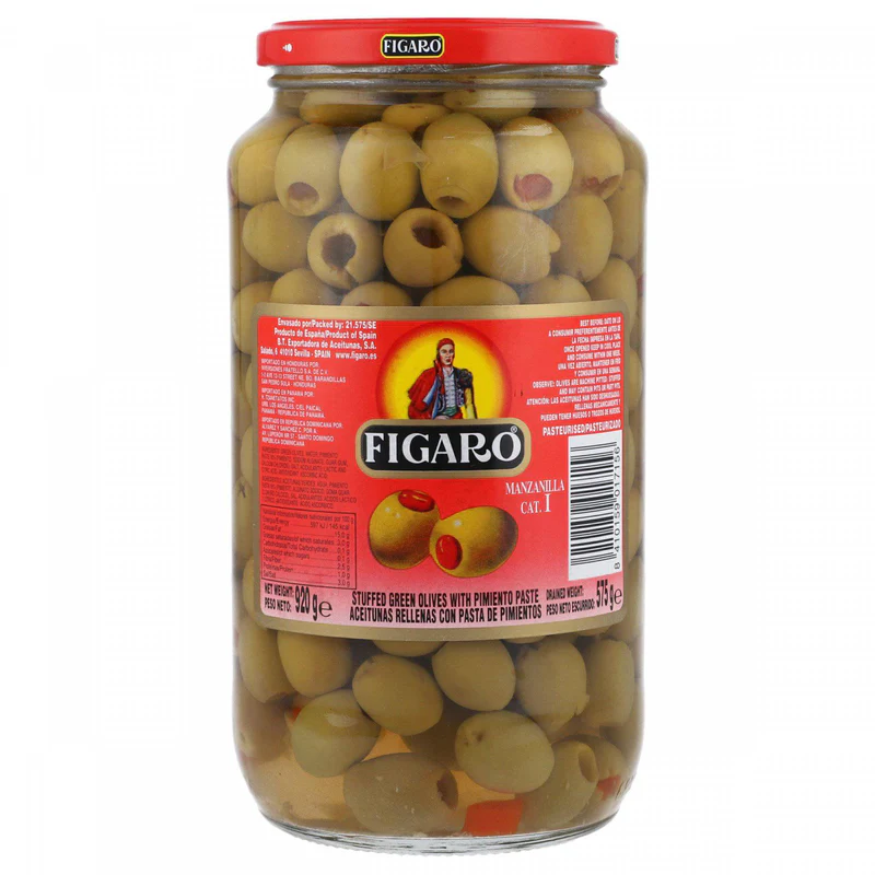 Figaro Stuffed Green Olive 575GM Carton Pack of 6