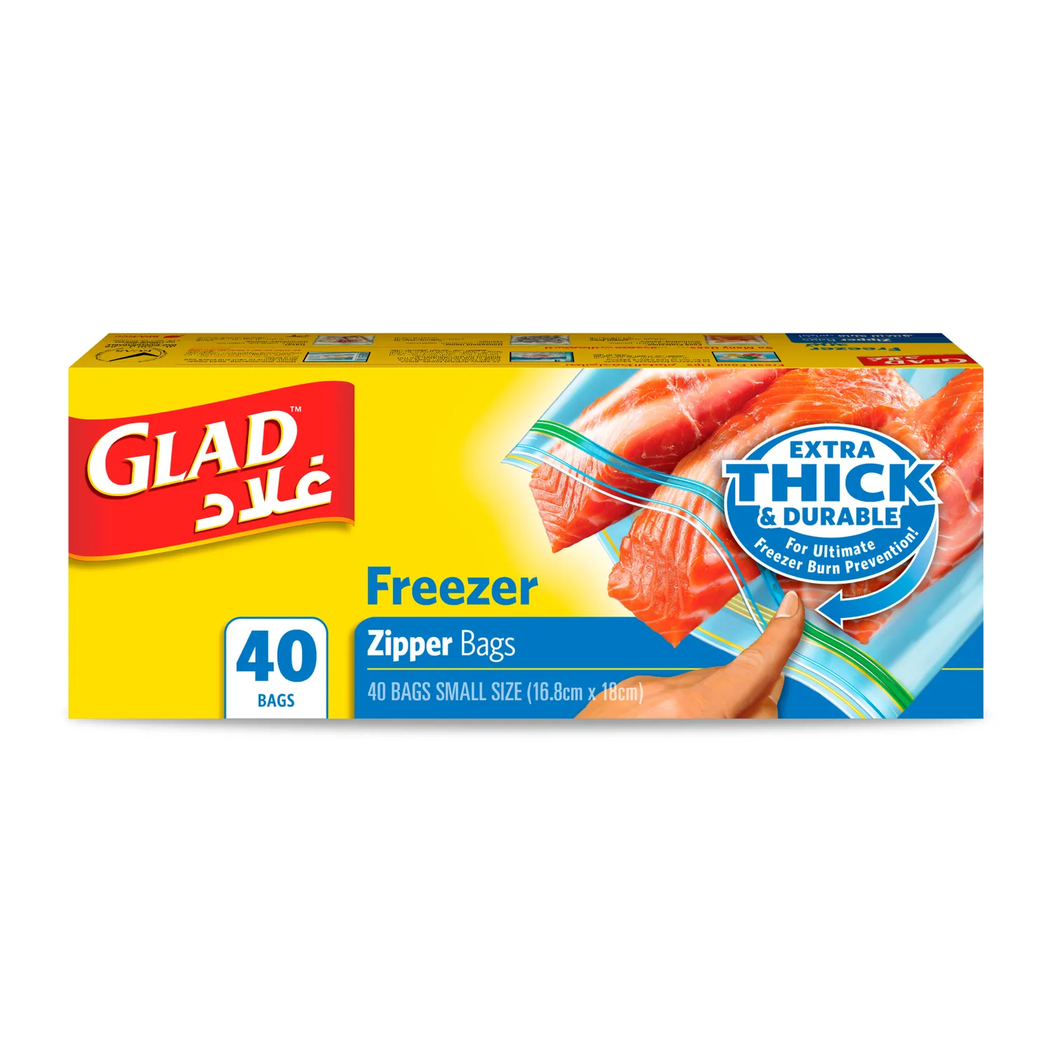 GLAD Freezer Zipper Bag 40's 16.8cm x 18cm Carton Pack of 12