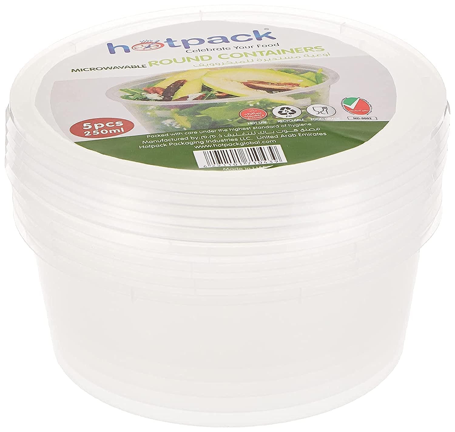 Hotpack M/W Round Container 250cc Single Piece