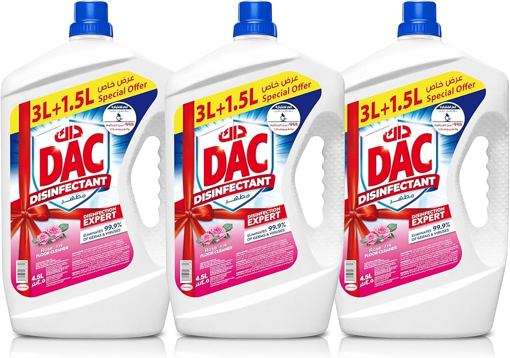 DAC Disinfectant Floor Cleaner Rose 4.5L Carton Pack of 3