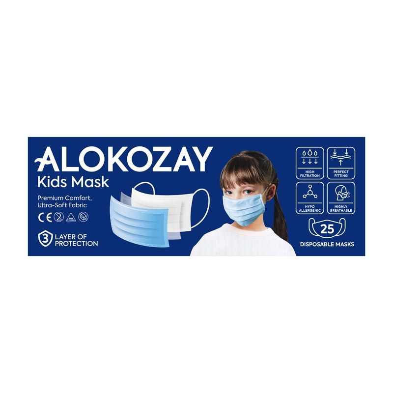 ALOKOZAY Kids Blue Face Mask 25 Outers Outer