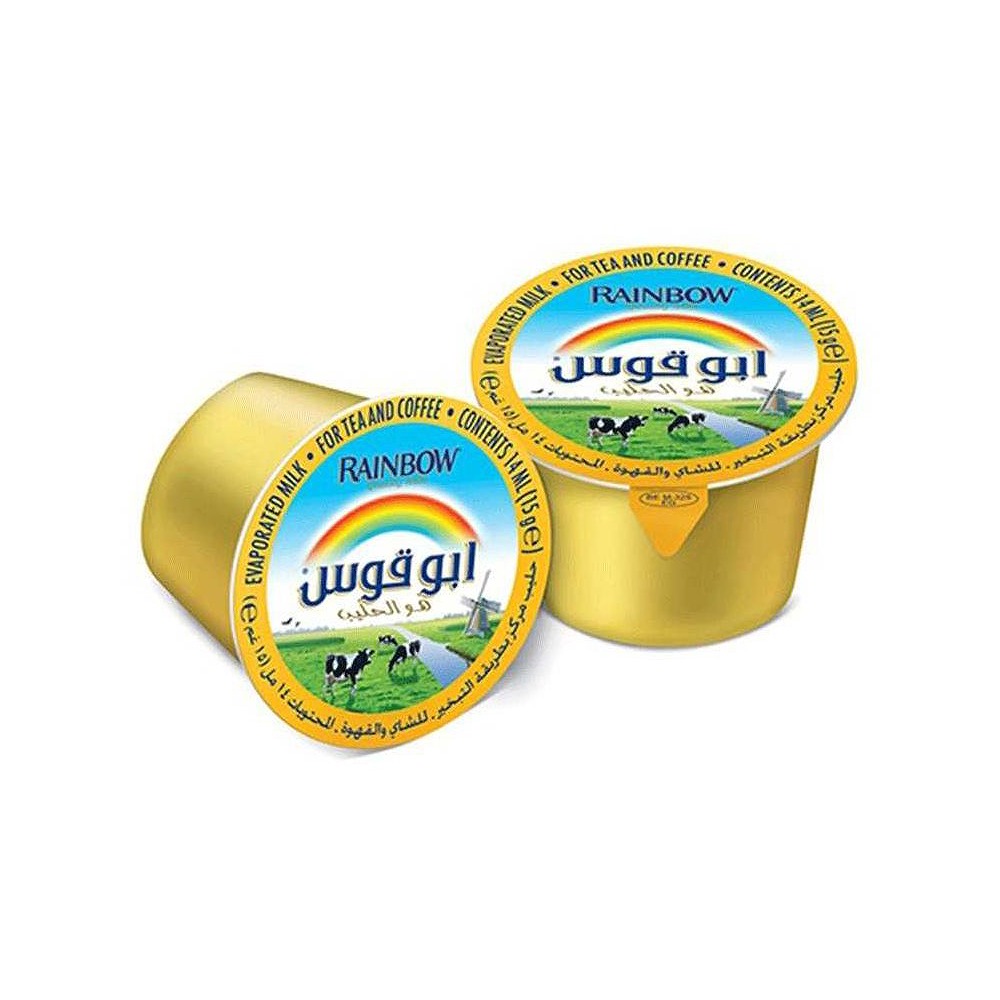 Rainbow Evaporated Milk Portion Cups 14ml - Single Serve Creamer (10x50 Pack Bulk Carton)