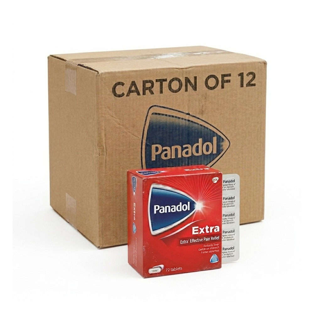Panadol Extra Red Tablets 72 Pieces New Pack (1x12) - Fast Pain Relief & Fever Reducer Bulk Carton