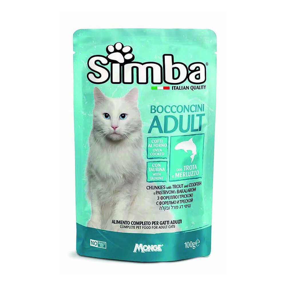SIMBA Cat Food Chunkies Trout and Cod Fish 100g Piece