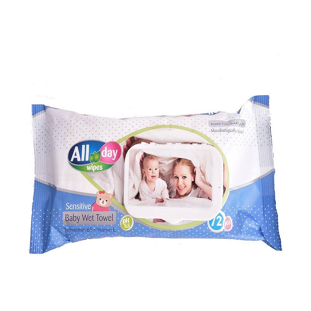 All Day Sensitive Wipes Blue Carton Pack of 24