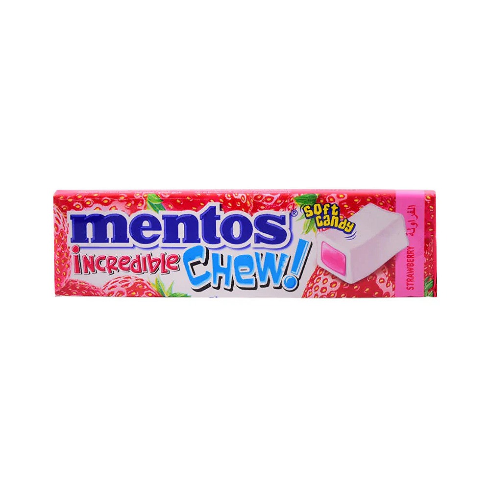Mentos Incredible Chew Strawberry Chewing Gum Pack of 3