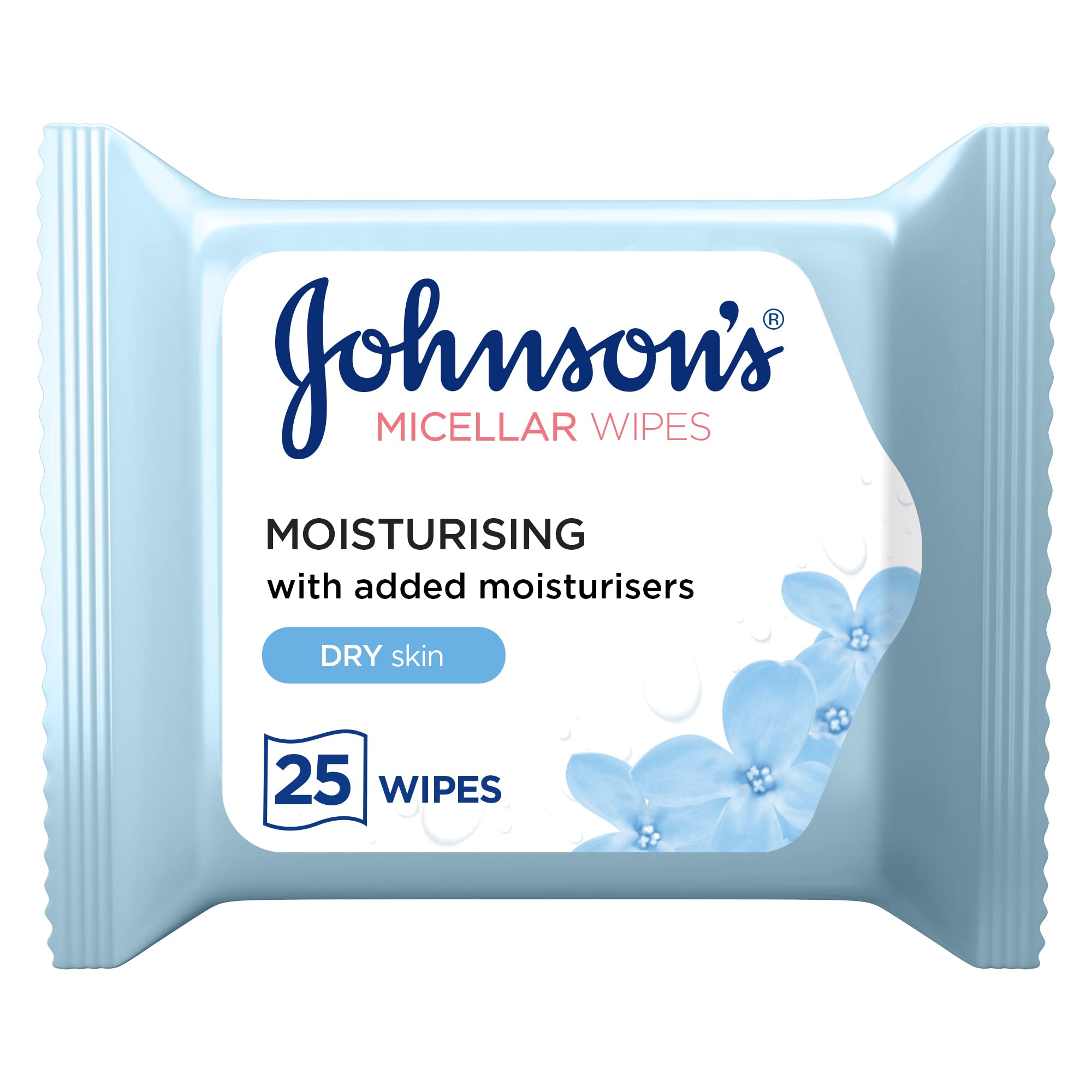 JOHNSON'S Micellar Wipes for Dry Skin 25 Count Outer