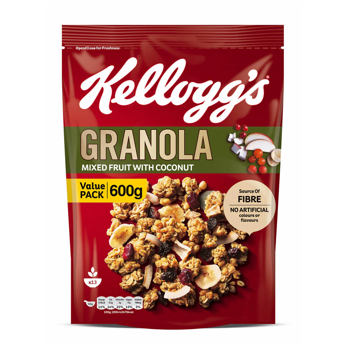 Kelloggs Granola Fruit With Coconut 600GR Carton Pack of 5