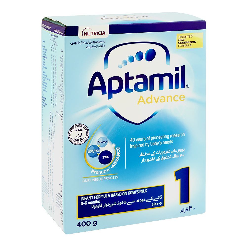 APTAMIL Infant Formula Advance No:1 400GM Pack of 4
