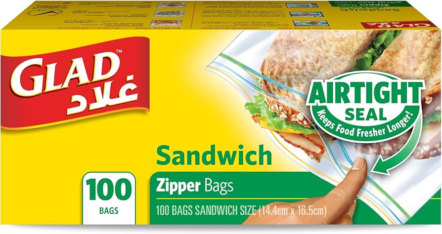 GLAD Sandwich Zipper Bag 14.4cm x 16.5cm Carton Pack of 12