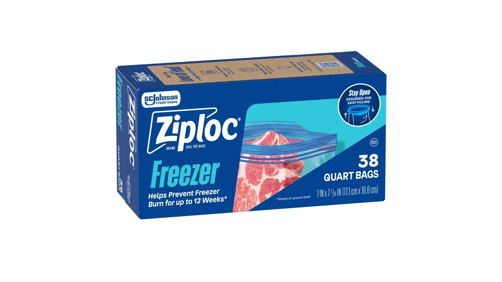 Zibloc Zipper Freezer Bag Quart Carton Pack of 342