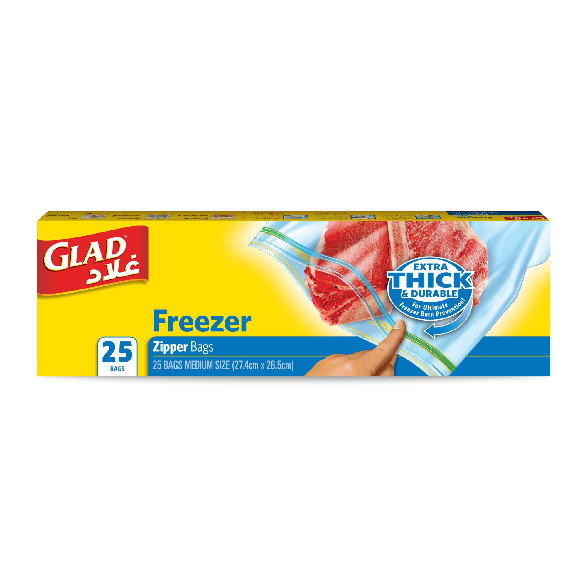 GLAD Freezer Zipper Bag 25's 27.4cm x 26.5cm Carton Pack of 12