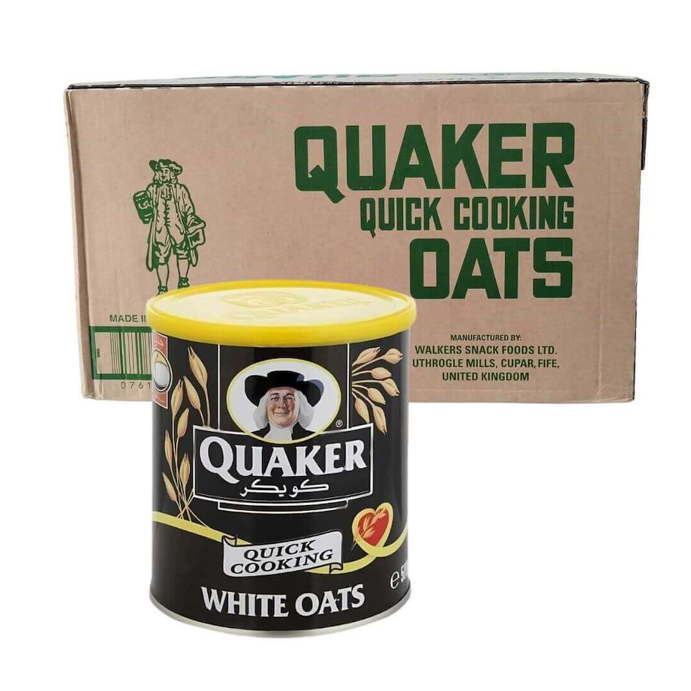 Quaker White Oats Tin 500g (24x500g Carton) - Premium Whole Grain Rolled Oats for Healthy Breakfast, Fitness & Food Service Supply