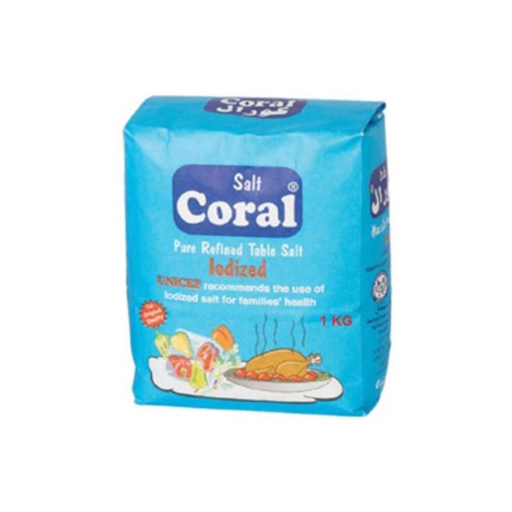 Coral Iodized Table Salt 1kg – Refined Salt