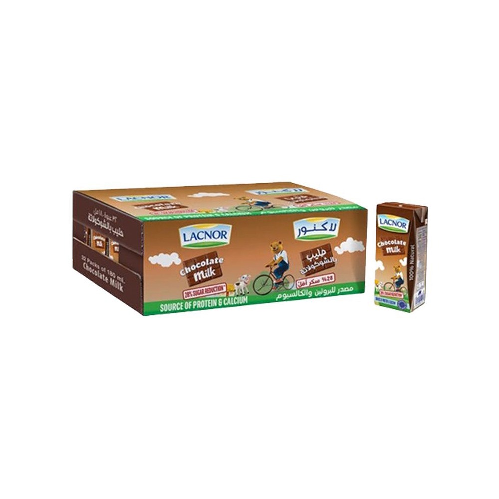Lacnor Essentials Chocolate Flavor Milk 180ml Pack of 32